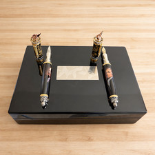 Montegrappa Alexander Hamilton Black RB/FP Limited Edition Set 18K M Nib Vermeil
