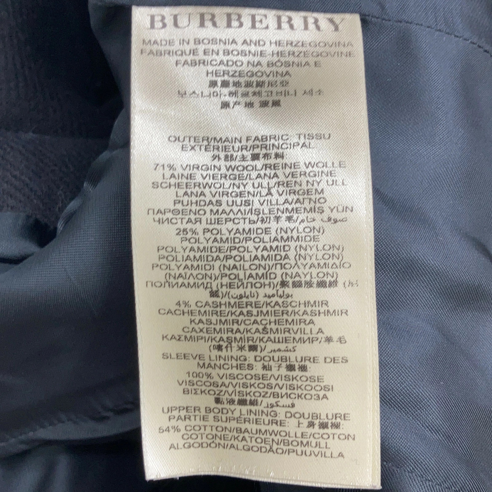 BURBERRY BRIT 3965631 Black Wool Double Breasted Peacoat Coat 32 Black Women's [ thumbnail 5