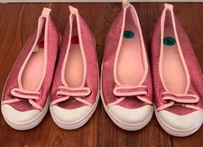 Pink Sparkle Rubber Sole Ballet Flats/Sneakers Girls Size 1 Size 2
