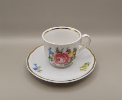 Vintage Schirnding Bavaria Kaffeetasse Untertasse 2tlg Rote Rose Goldrand