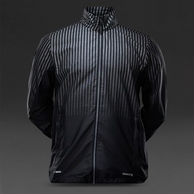 Men s Saucony Sonic Reflex Full Zip Running Jacket | Black / Gray | Size Small
