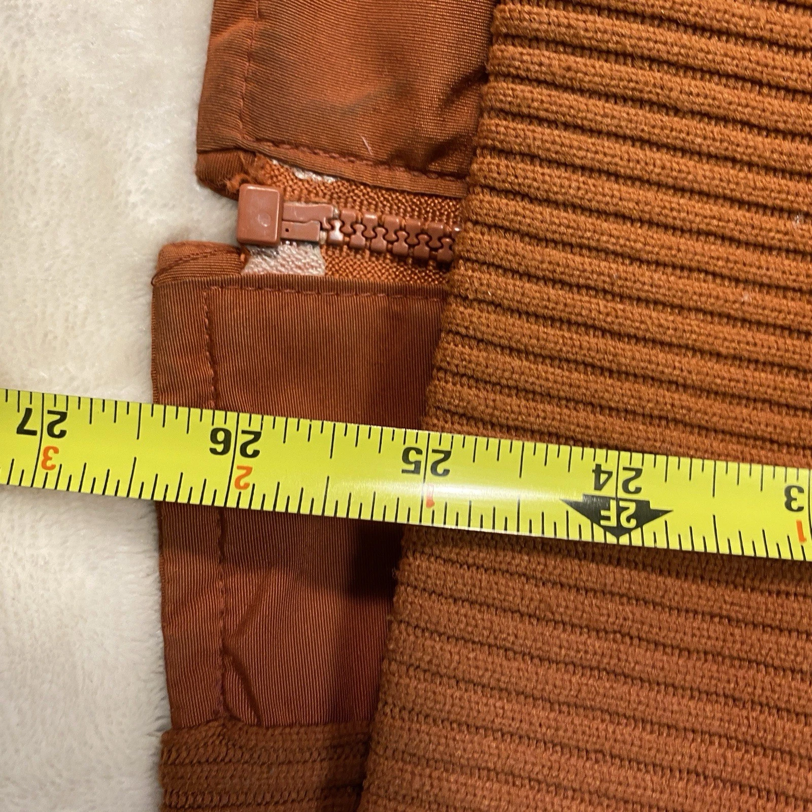 JCPenney Western Puffer Jacket Faux Fur Collar Rust Men size M Retro Bomber 70s image 13