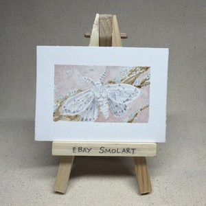 ACEO Original Ermine Moth - Watercolor Butterfly Moth Trading Card - by Smolart