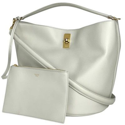 Celine Bucket 16 2WAY Shoulder Bag Handbag Leather White Ladies Used