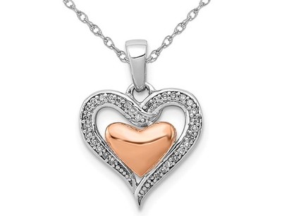 Sterling Silber Doppel Herz Anhänger Halskette mit Kette