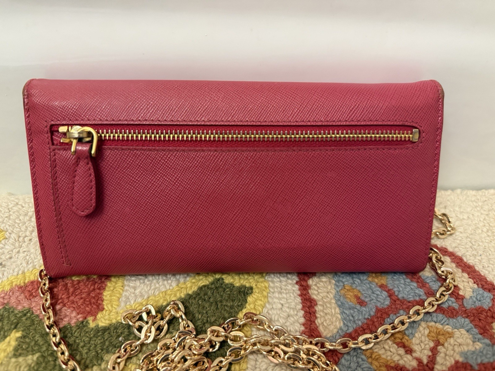 PRADA Peonia Feminine Saffiano Leather Long Flap Bifold W/ Added Crossbody thumbnail 4