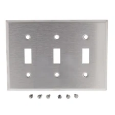 Cooper 93073 Stainless Steel Non-Magnetic 3-Gang Toggle Switch Cover Wallplate