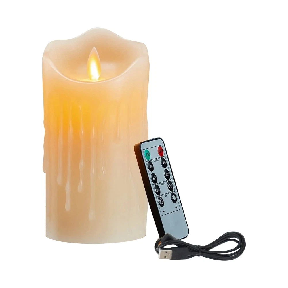 Set di 3 candele a LED con funzione timer, con fiamma mobile, candele a LED, con telecomando, per esterni, impermeabili, senza fiamma, candele a LED, fiamma tremolante