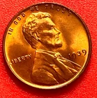 1939-P Lincoln Wheat Cent Penny GEM RED BU From an Original Bank Roll