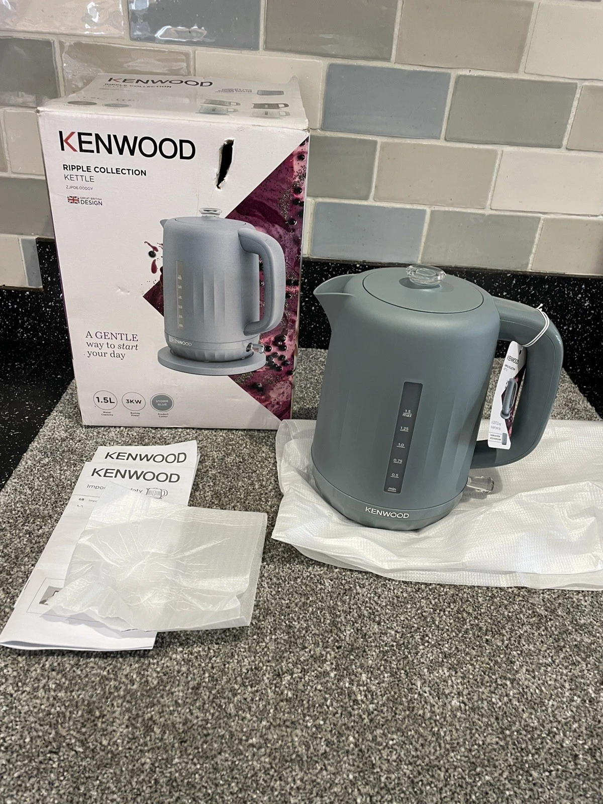 Kenwood Ripple Kettle Storm Blue Limescale Filter- (opened never used) NEW
