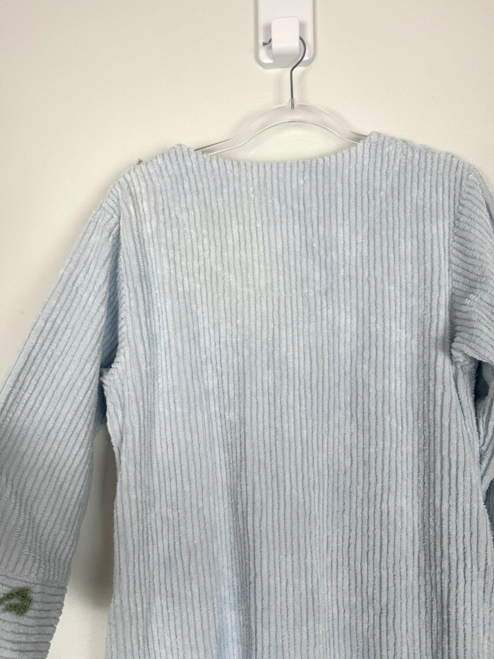 Stan Herman Chenille House Dress Womens Small Light Blue Zip Up Embroidery - Image 4 of 4