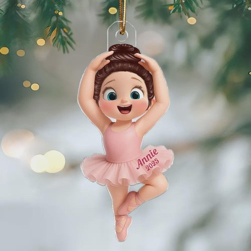 Bailarina Plana 2D Niña Adorno Acrílico Personalizado, Navidad Personalizada - Imagen 3 de 9