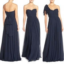 Jenny Yoo BHLDN Mira Convertible Dress Strapless Sweetheart Gown Navy Blue, US 6