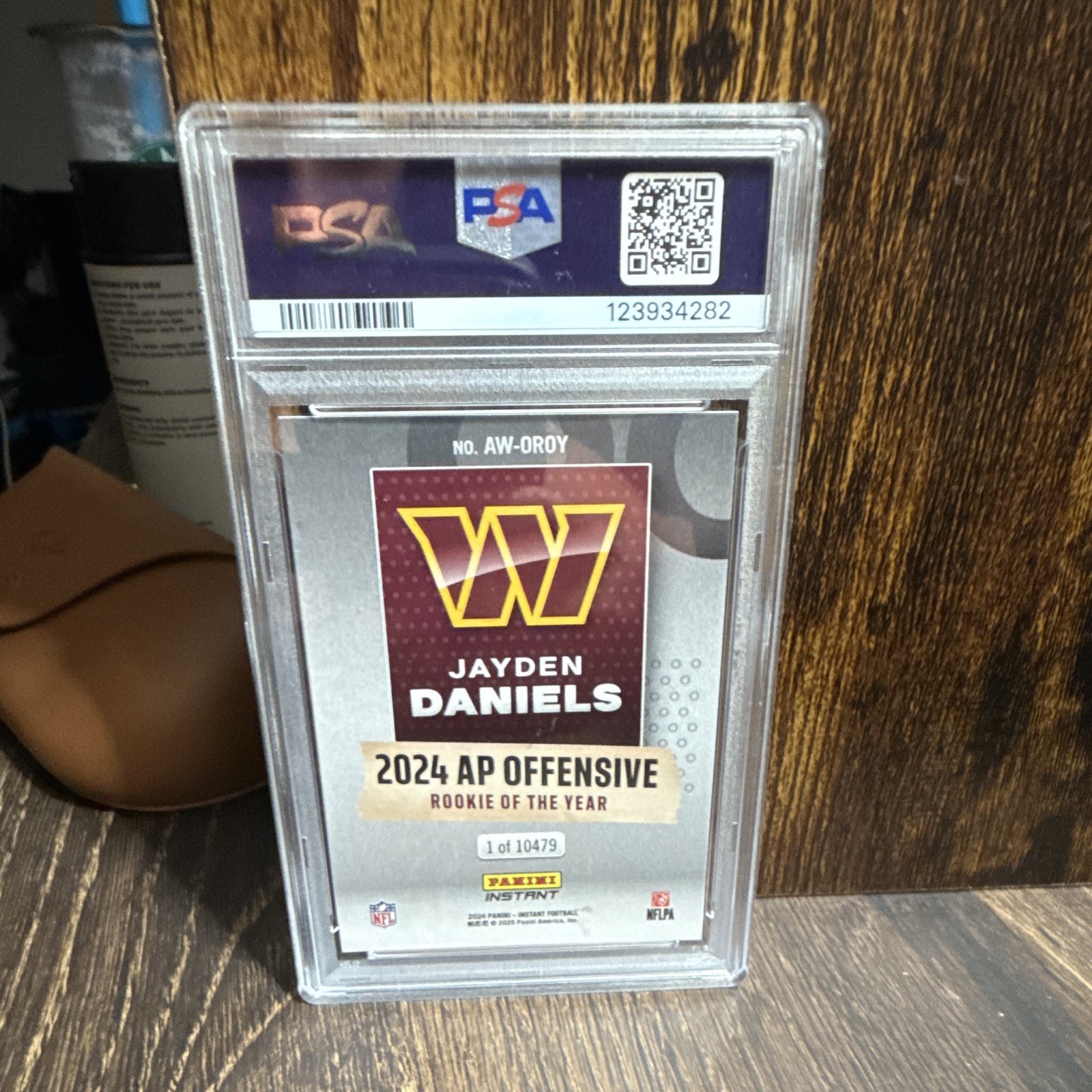2024 Panini Instant Award Winners Jayden Daniels AW-OROY RC /10479 PSA 9 view 2