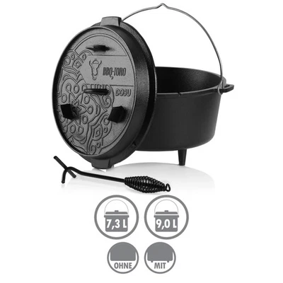 BBQ-Toro Dutch Oven Ultimate, PRO3+ Beschichtung, Gusseisen Kochtopf, Gusstopf