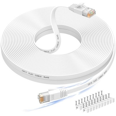 20m Flaches Ethernet Kabel Cat 6 - RJ45, Ideal für Gamer und Streaming