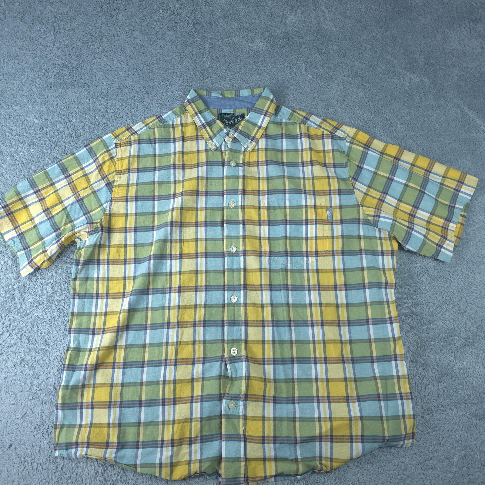 Woolrich Shirt Mens XL Multicolor Plaid Short Sleeve Button Up Cotton Casual