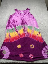 Vintage Saybury Dress Womens One Size Purple Tie Dye Sleveless Rayon Boho