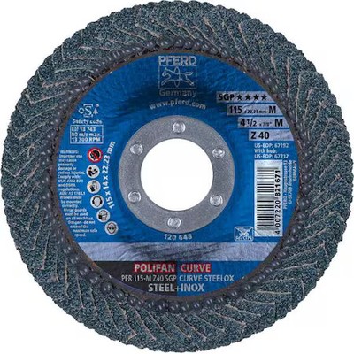 Pferd 67192 4-1/2'' X 7/8'' A.H. Polifan Flap Disc - Z Sgp Curve Steelox,