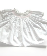 Precious VTG White Pink Hand Smocked Embroidered PolyCotton Dress 3/6 Months