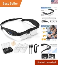 Lighted Magnifying Glass 1.5X-5.0X with Ergonomic Headset for Crafts & Jewelry