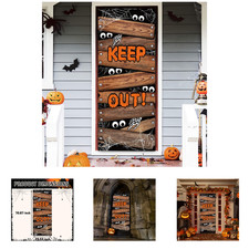 Halloween Door Cover Large Fabric Decor for Front Door Porch Party Halloween