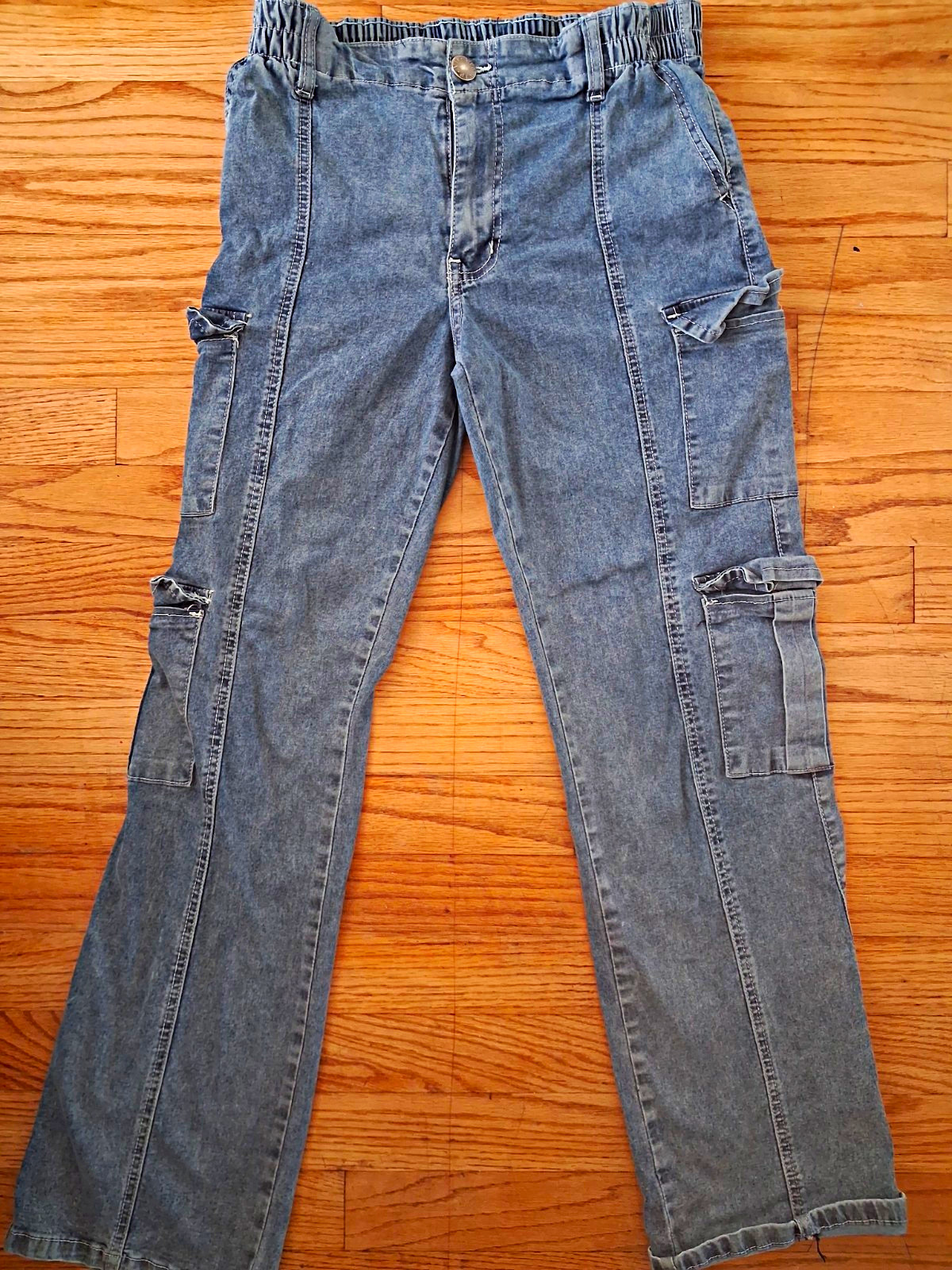 GAP Girls Size 10 Flare Jeans Blue Denim Light Wash Button Closure Solid