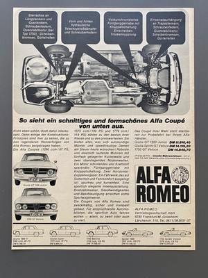 1968 Alfa Romeo Coupe Guilia GT 1300 Junior Oldtimer Vintage Ad Werbung Reklame