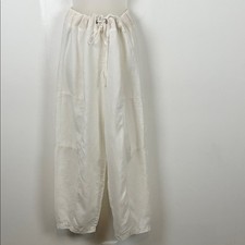 Eileen Fisher Organic Linen Lantern Leg White Women's M Drawstring Waist Pants