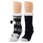 Cuddl Duds 2 Pair Black & White Sherpa Lined Critter Socks NEW 4-10 — photo 2