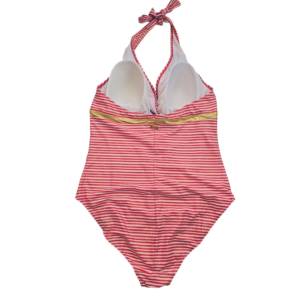 Traje de baño de una pieza con halter a rayas rojas Baby Phat talla grande 3X Foto 2 de 4