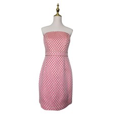 Lilly Pulitzer Josephina Strapless Dress Size 10 Coral Scallop Jacquard New