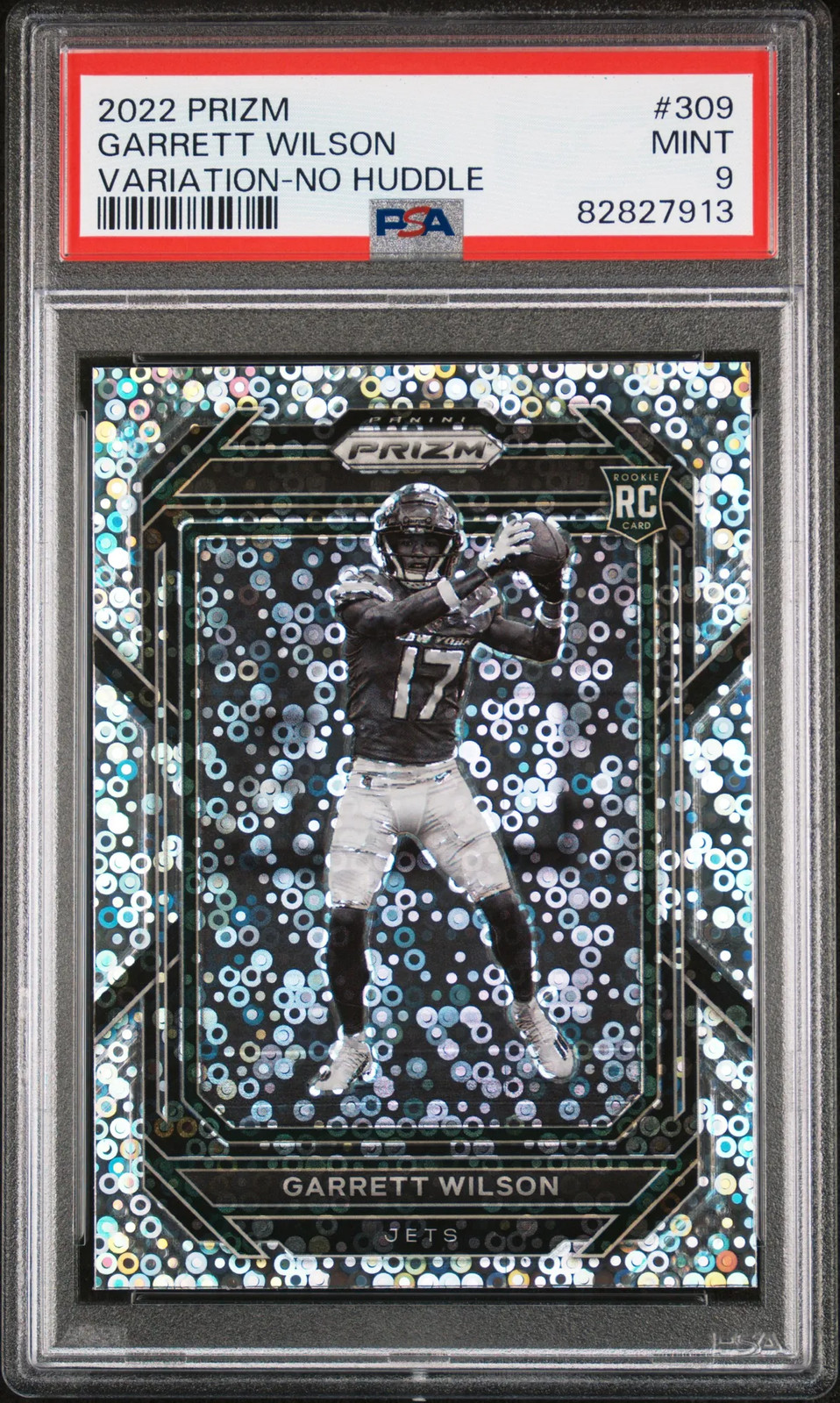 2022 Panini Prizm Variation-No Huddle #309 Garrett Wilson Rookie Card PSA MINT 9