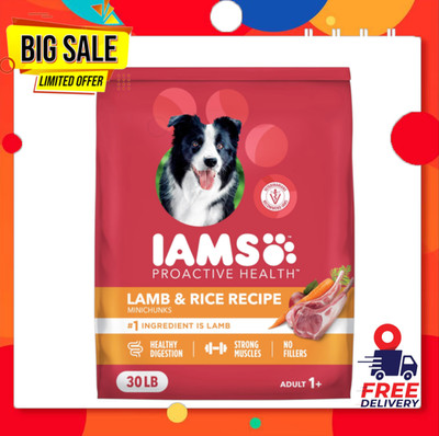 IAMS Proactive Health Minichunks Adult Dry Dog Food with Lamb & Rice, 30 lb. Bag