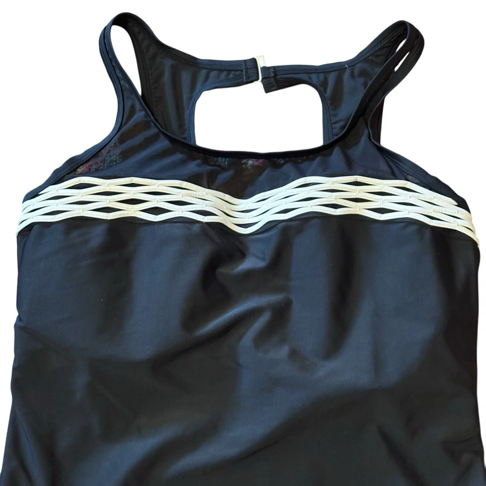 Christina Women’s Swimsuit Size 24W One Piece Black White Edging Details - Image 2 of 4