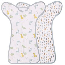 2 Pack Transition Swaddle with 2 Way Zipper, 2 in 1 Arms in/Out Transitional ...