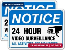 Video Surveillance Sign, All Activities Are Monitored - 2 Pack - 7 x 10 Inches R