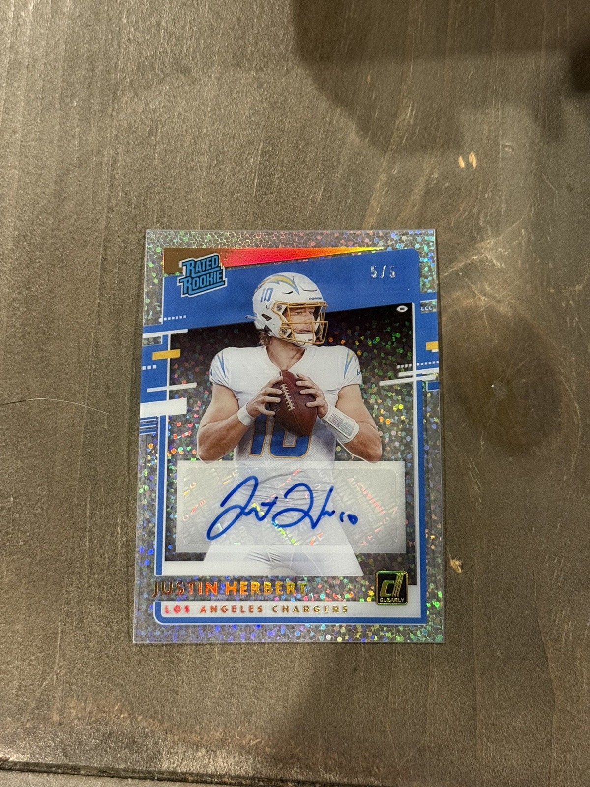 2020 Donruss Clearly Justin Herbert Rated Rookie Auto # /5