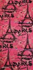 Fabric Sewing Quilting Crafting Hot Pink Black Paris Eiffeltower 18"x44"