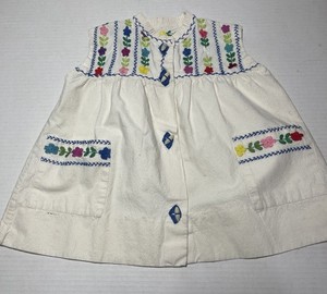Vintage Modas Conchita Taxco Mexico Embroidered Toddler Coat Smock Hecho Small