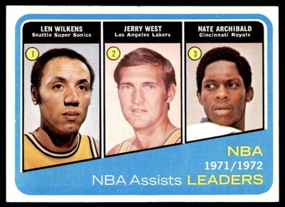 1972 Topps #176  NBA Assist Leaders   Wilkens / West / Archibald   NM-MT