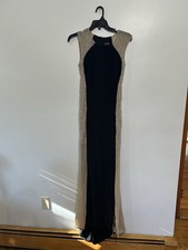 Xscape Women's Long Black Caviar Beaded Sequence Formal Dress Size 4