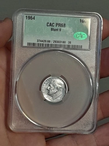 1964 Roosevelt Silver Dime PR68 CAC Blunt 9