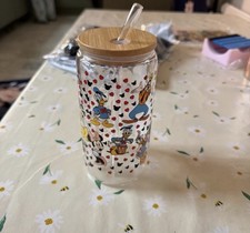 Disney Inspired Glass Tumblr With Glass Straw