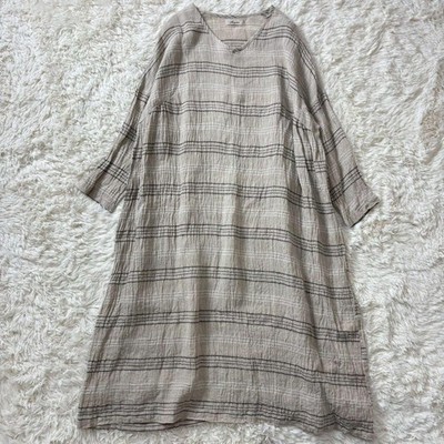 ICHI Antiquités Linen Border Dress 66cm 25.98in Width 74cm 29.13in Shoulder