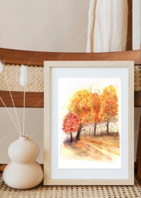 Original new watercolor painting ''A study in autumn colors  $30 Home decor Art