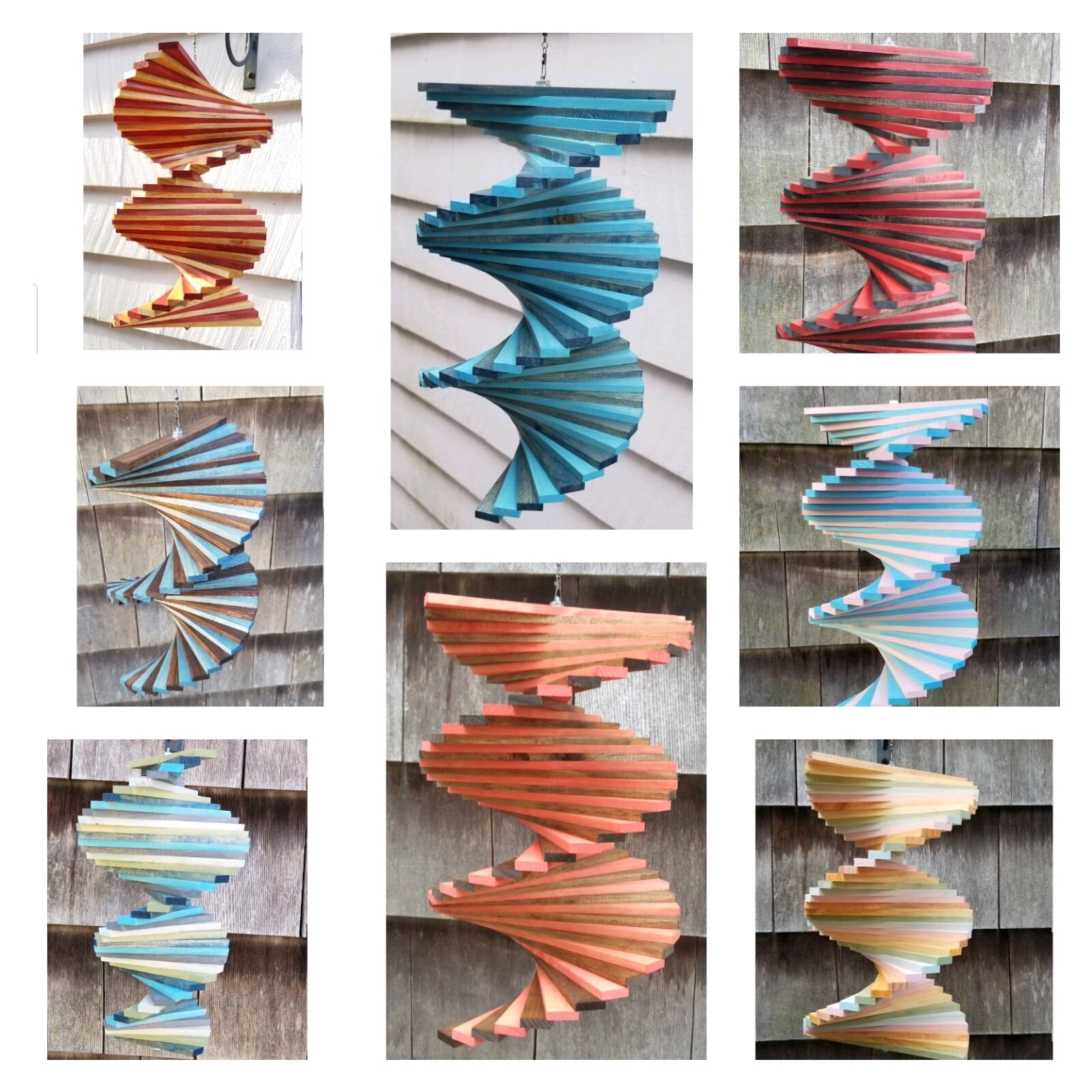 Handmade Redneck Wind chime Natural wooden wood Outdoor Chain hanging Windchimes