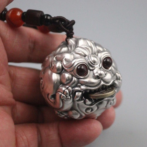 Pure S999 Fine Silver 999 Men Women Lucky Coin Pixiu Pendant 50-52g 48*43mm - Picture 5 of 15