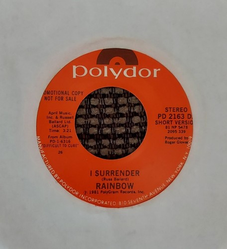 RAINBOW I SURRENDER PROMO PD 2163 DJ 45 NICE!