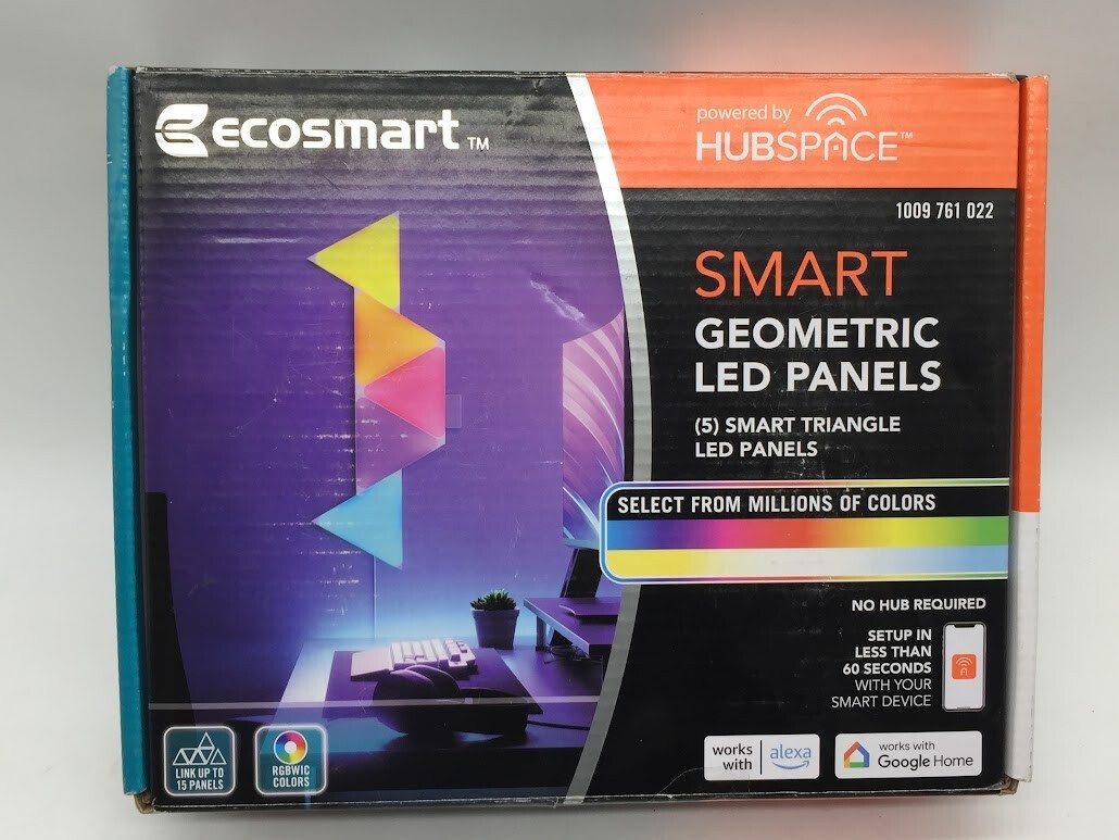 EcoSmart Smart Color Changing Dimmable 5 Geometric Triangle LED Light Panels